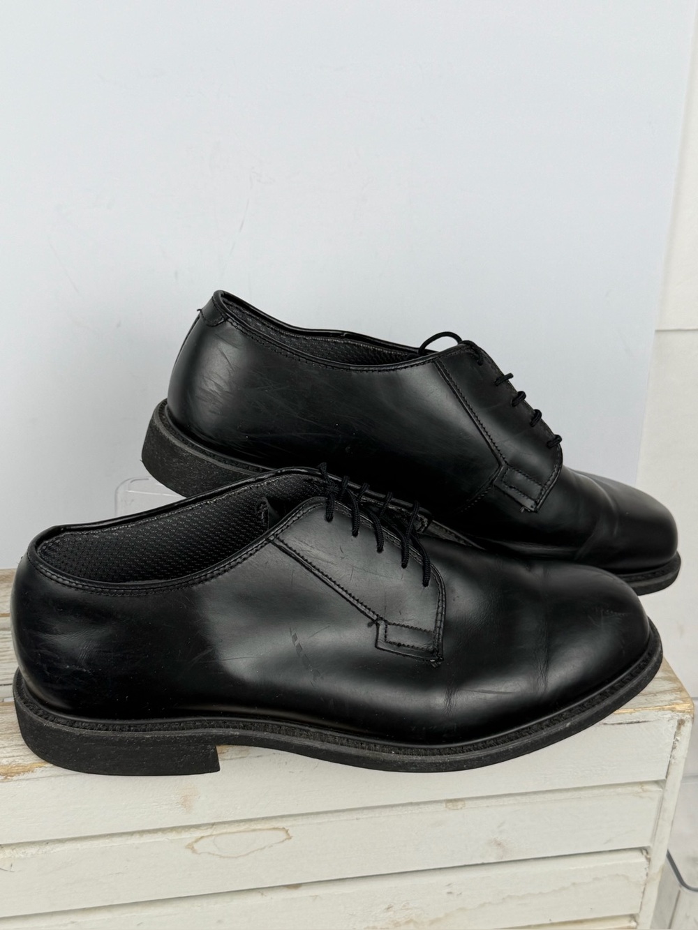 Bates Men's Leather Uniform Oxfords black leather size 10.5 Wide 3E